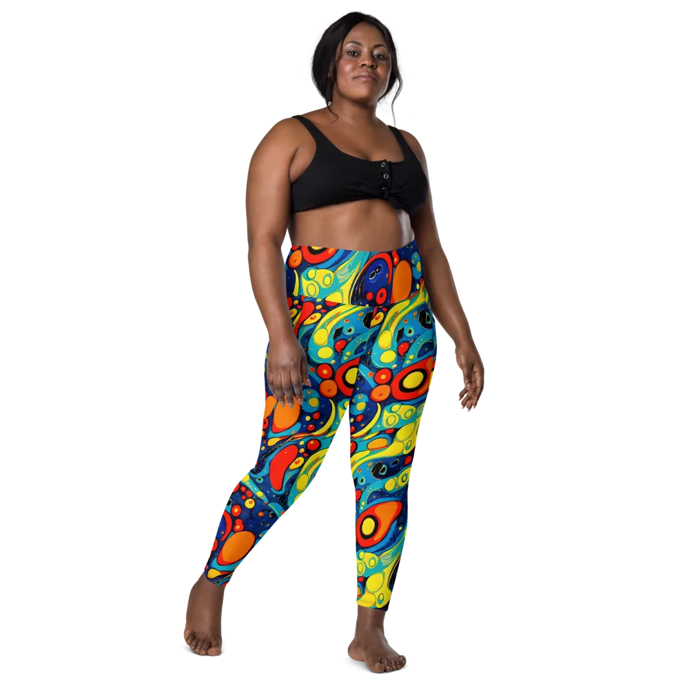 Vivid Amoeba on Leggings with Pockets — Front