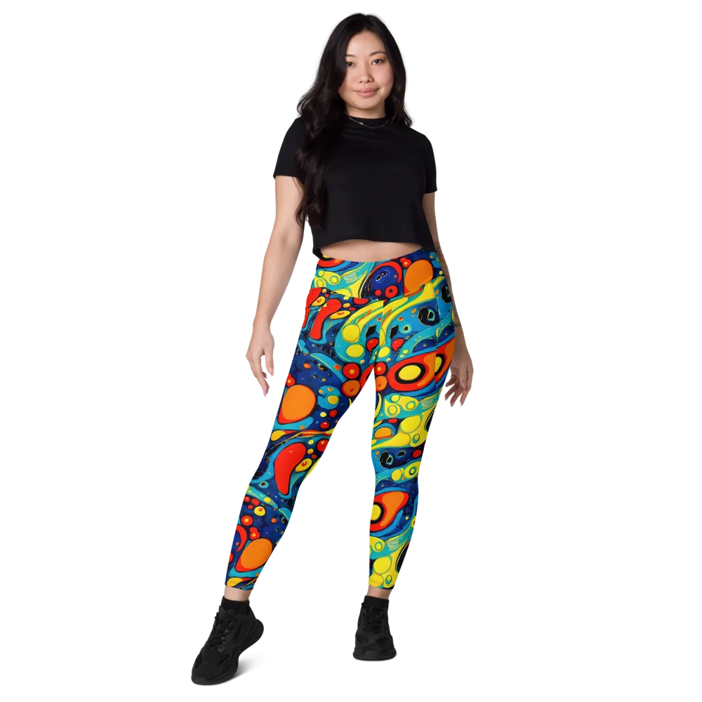 Vivid Amoeba on Leggings with Pockets — Front