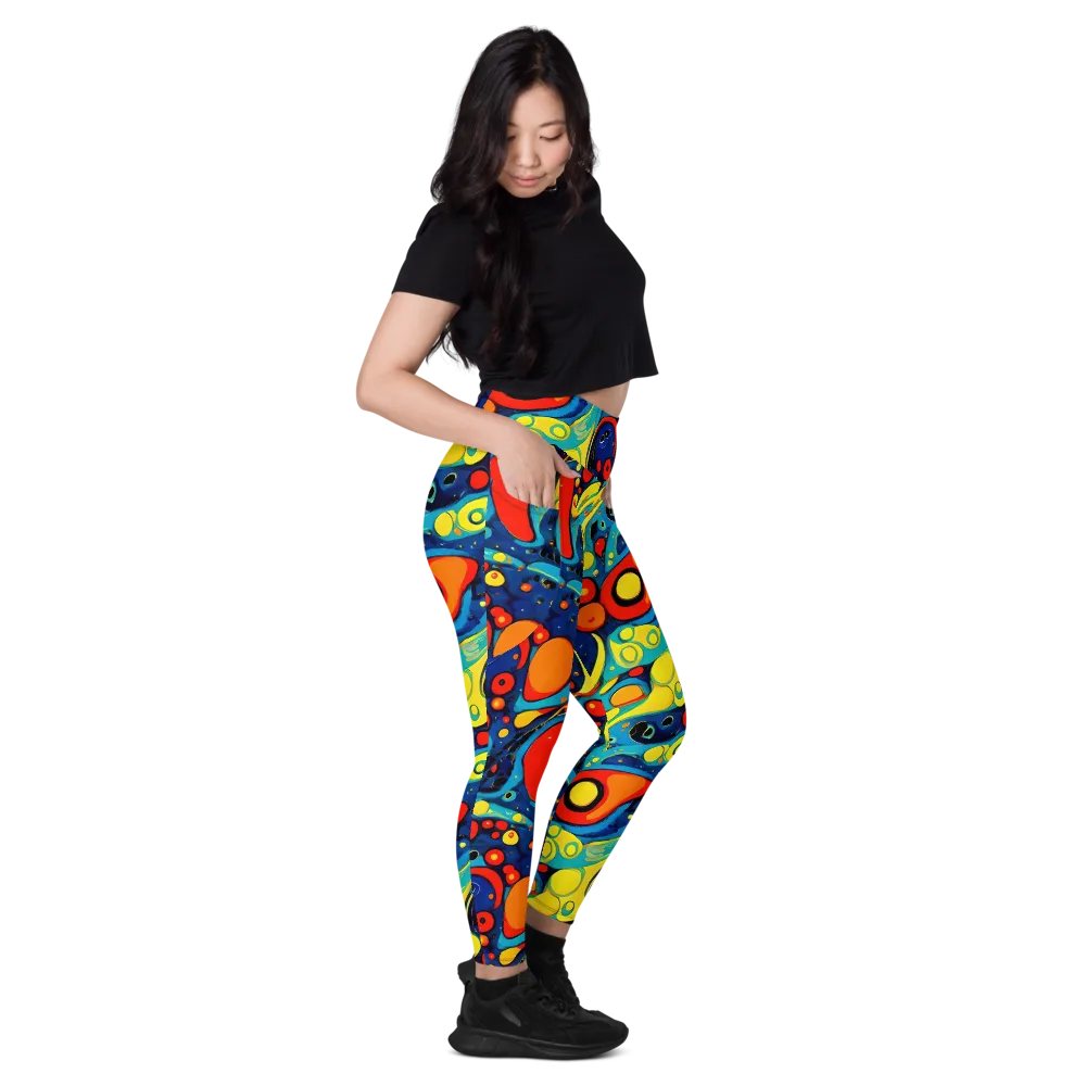 Vivid Amoeba on Leggings with Pockets — Right