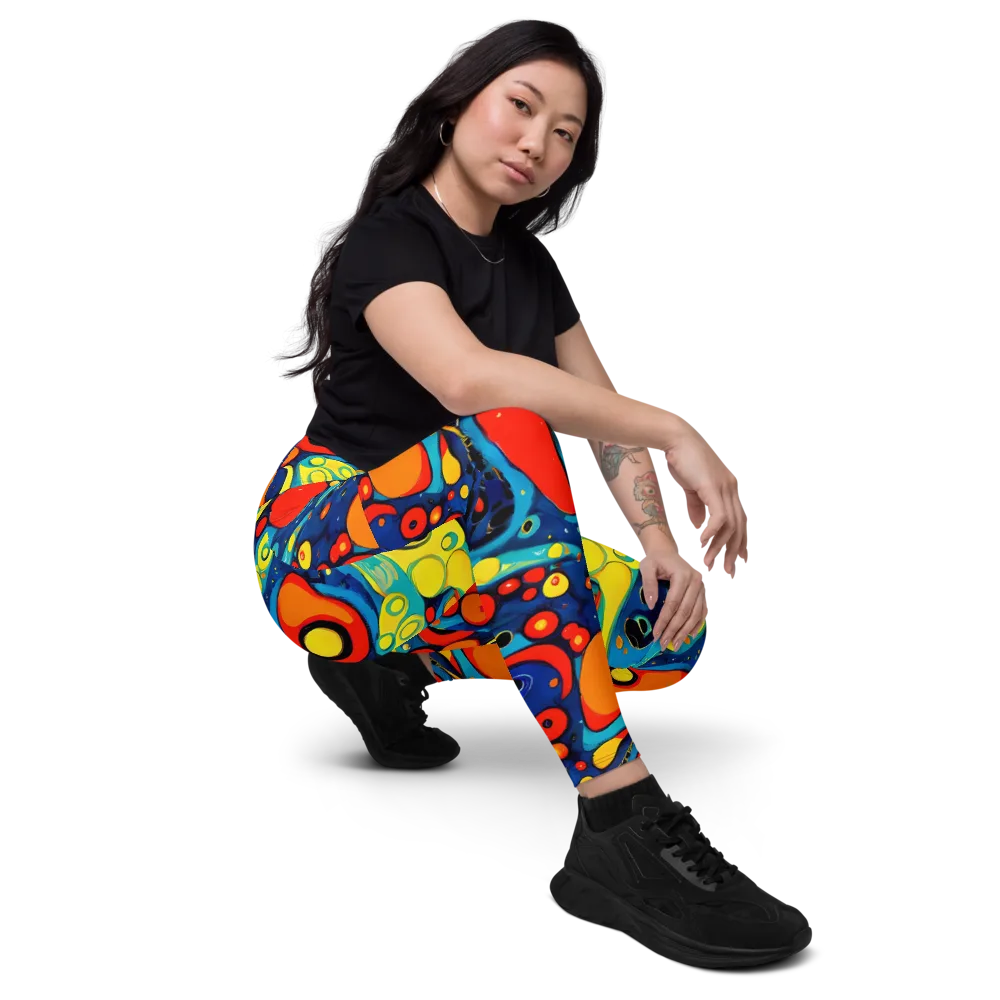 Vivid Amoeba on Leggings with Pockets — Right Front