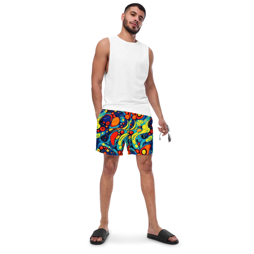 Vivid Amoeba on Swim Trunks — Front