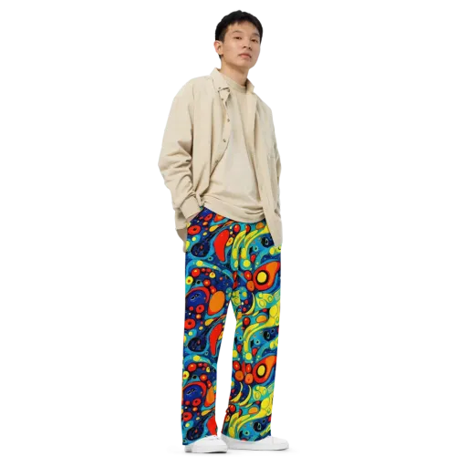 Vivid Amoeba on a Wide-Leg Pants