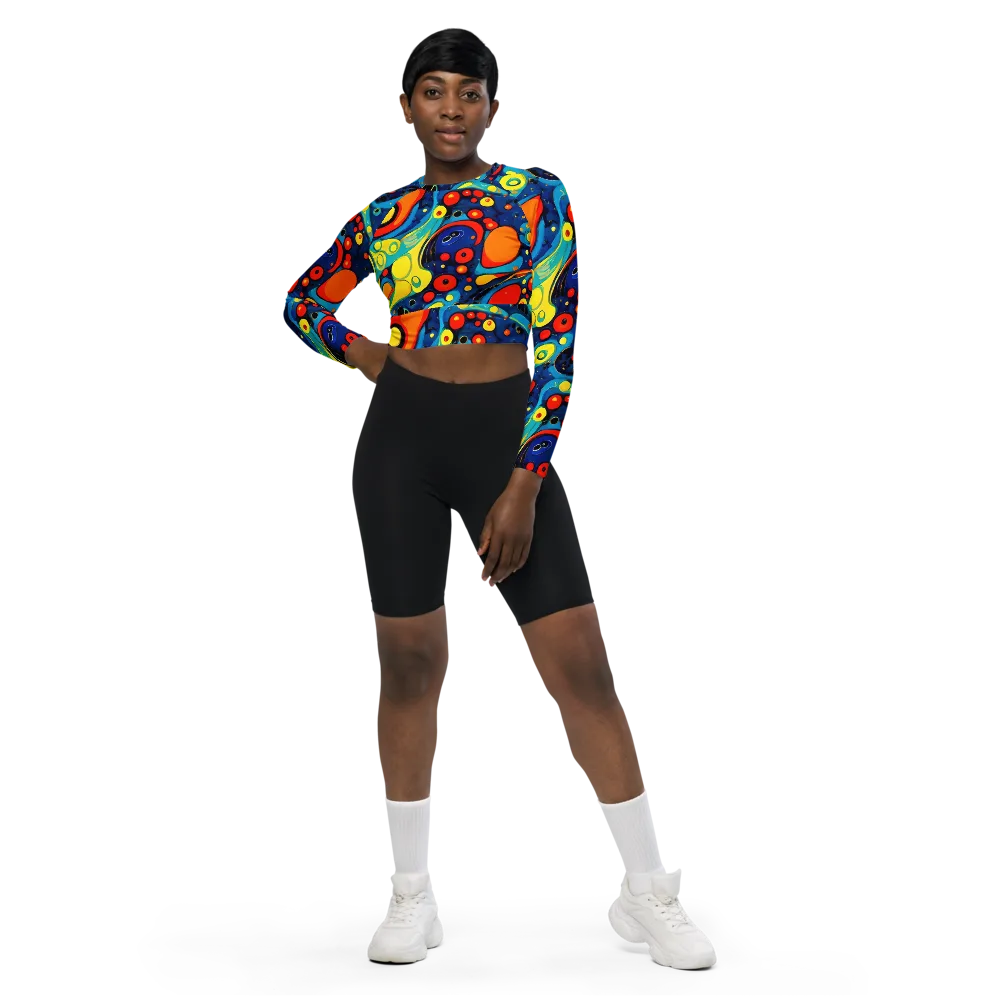 Vivid Amoeba on Long Sleeve Crop Top — Front