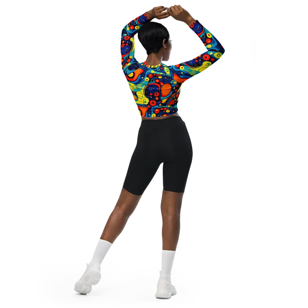 Vivid Amoeba on Long Sleeve Crop Top — Back