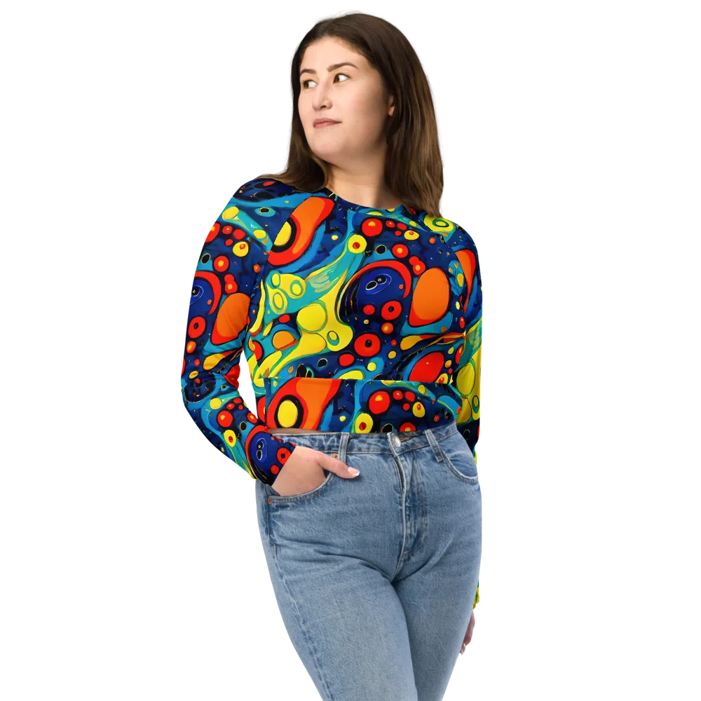 Vivid Amoeba on Long Sleeve Crop Top — Front