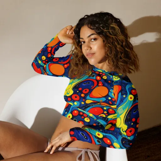 Vivid Amoeba on a Long Sleeve Crop Top