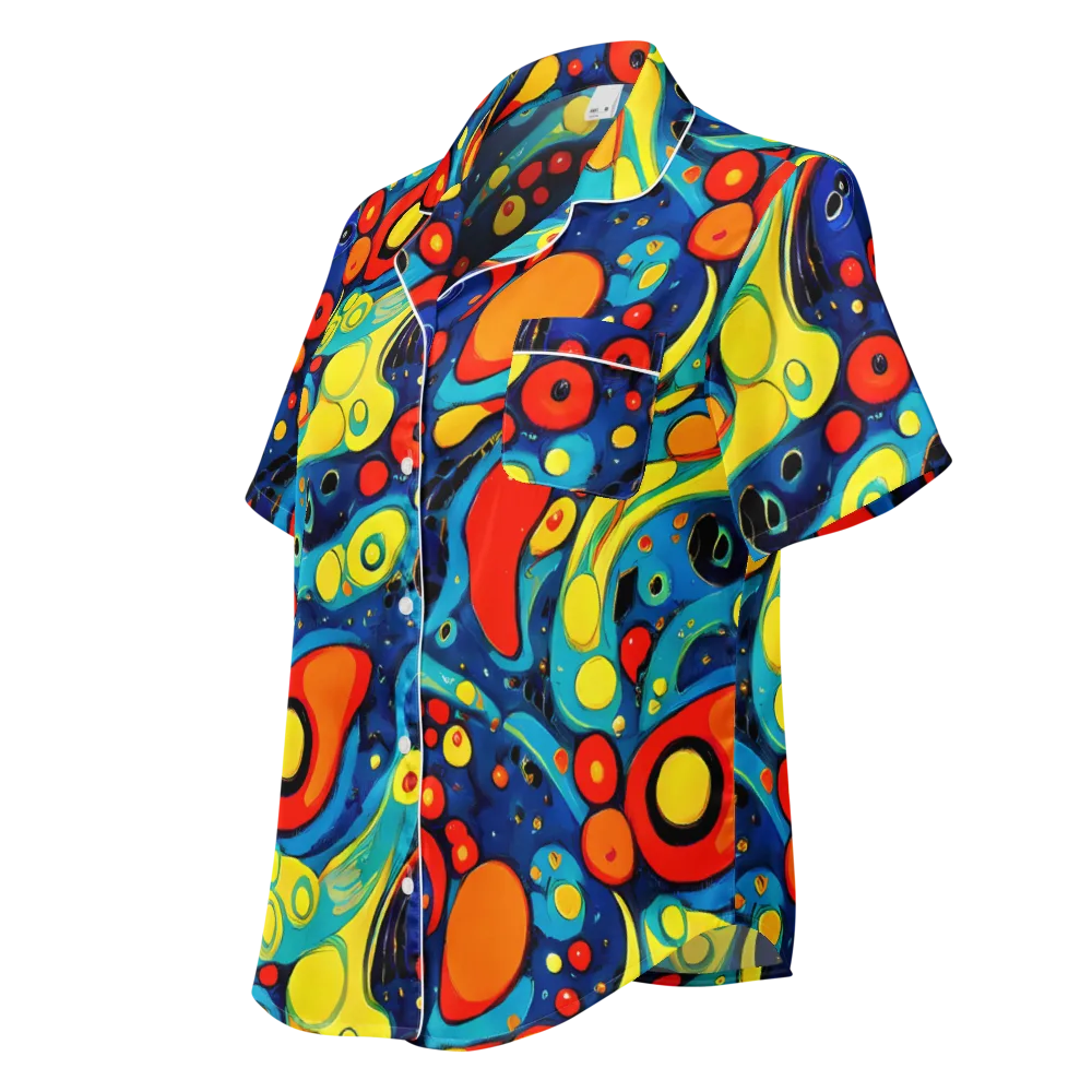 Vivid Amoeba on Women's Short Sleeve Pajama Top — Left Front
