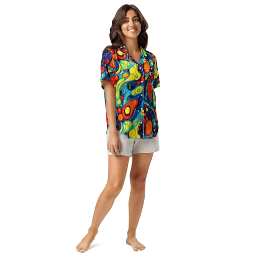 Vivid Amoeba on a Women's Short Sleeve Pajama Top