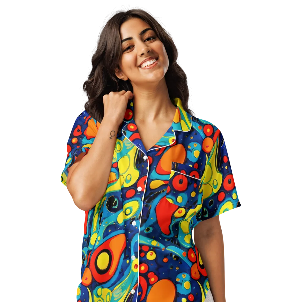 Vivid Amoeba on Women's Short Sleeve Pajama Top — Front