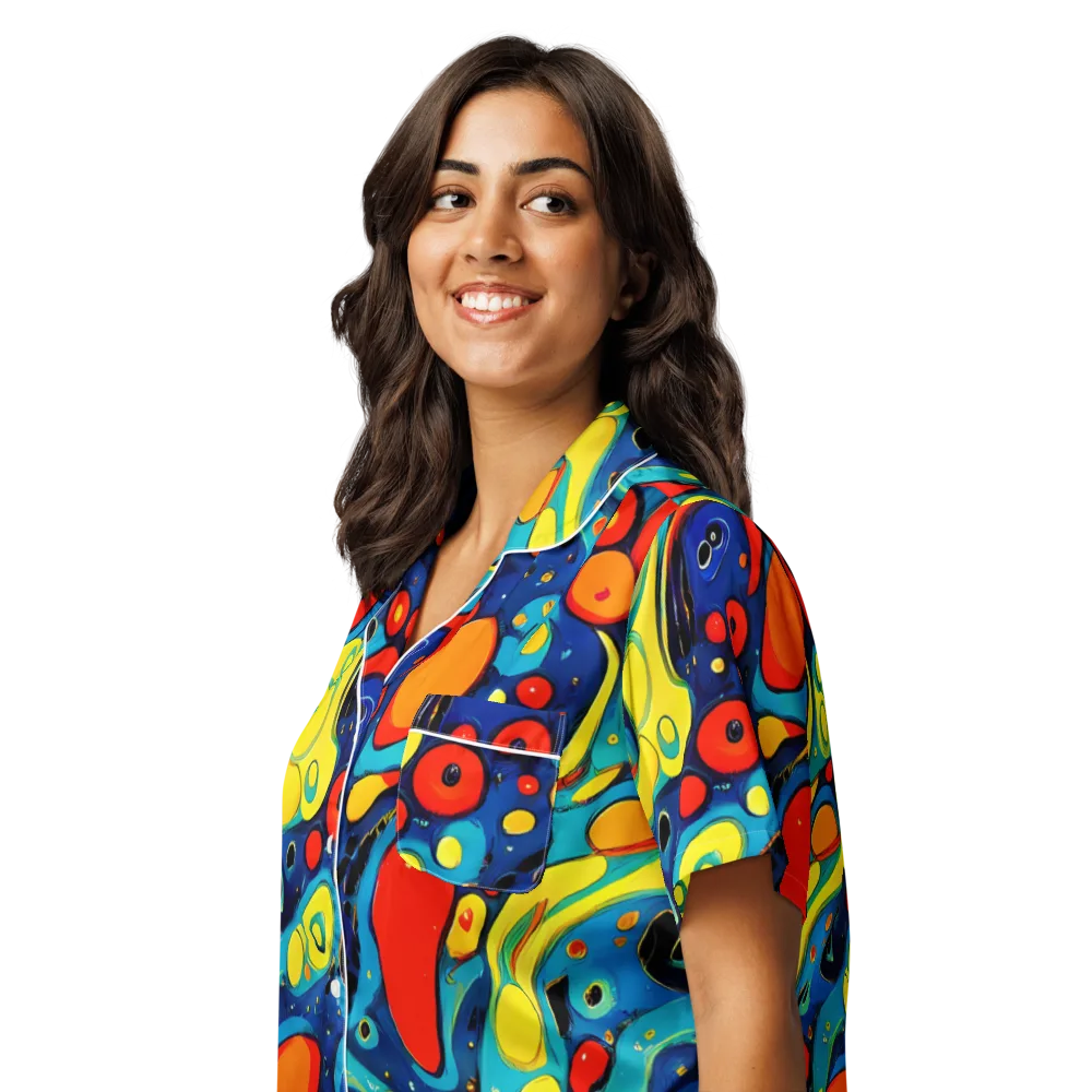 Vivid Amoeba on Women's Short Sleeve Pajama Top — Left Front