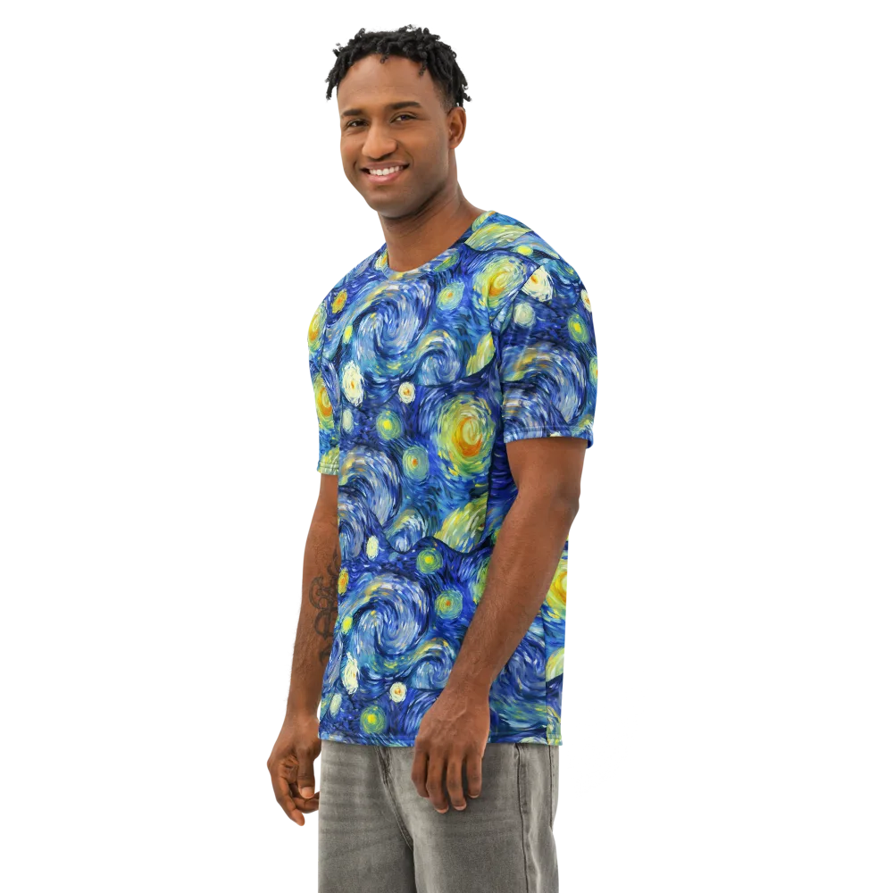 Celestial Swell on Men's Cotton Crew Neck T-Shirt — Left Front