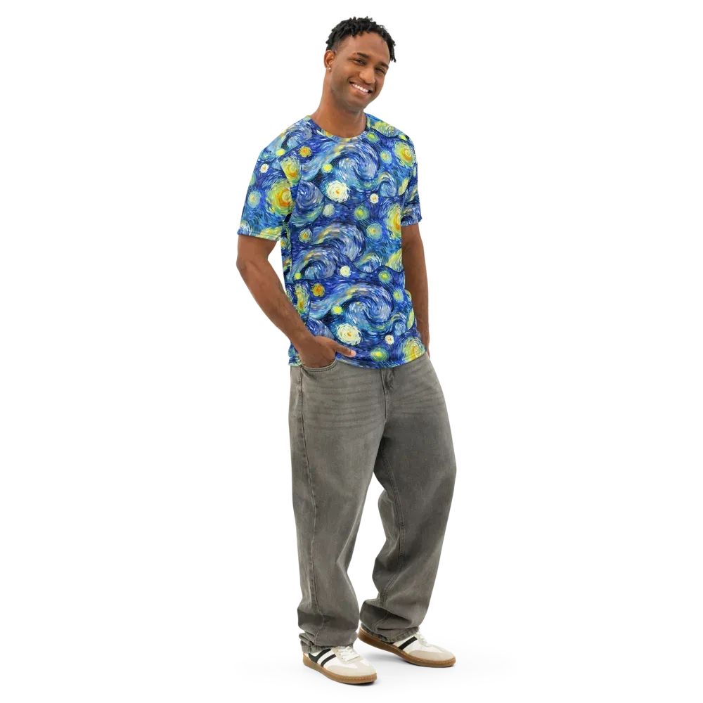 Celestial Swell on Men's Cotton Crew Neck T-Shirt — Right Front