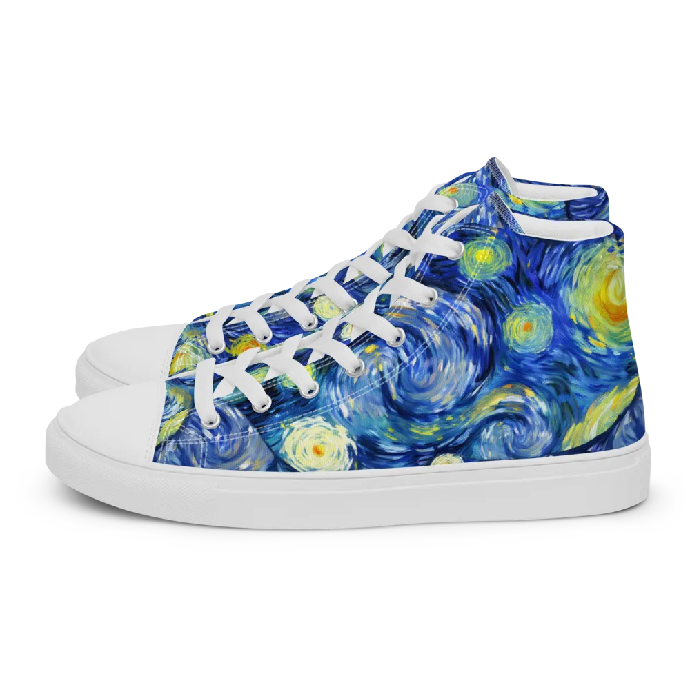 Celestial Swell on Men's High Top Canvas Shoes — Left