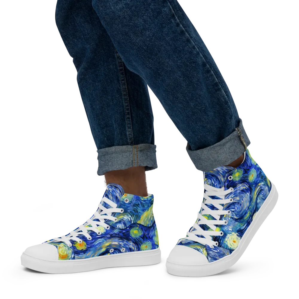 Celestial Swell on Men's High Top Canvas Shoes — Left