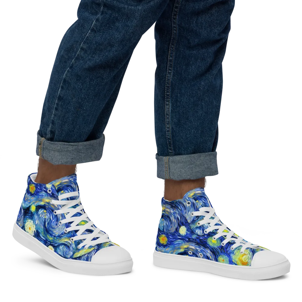 Celestial Swell on Men's High Top Canvas Shoes — Right
