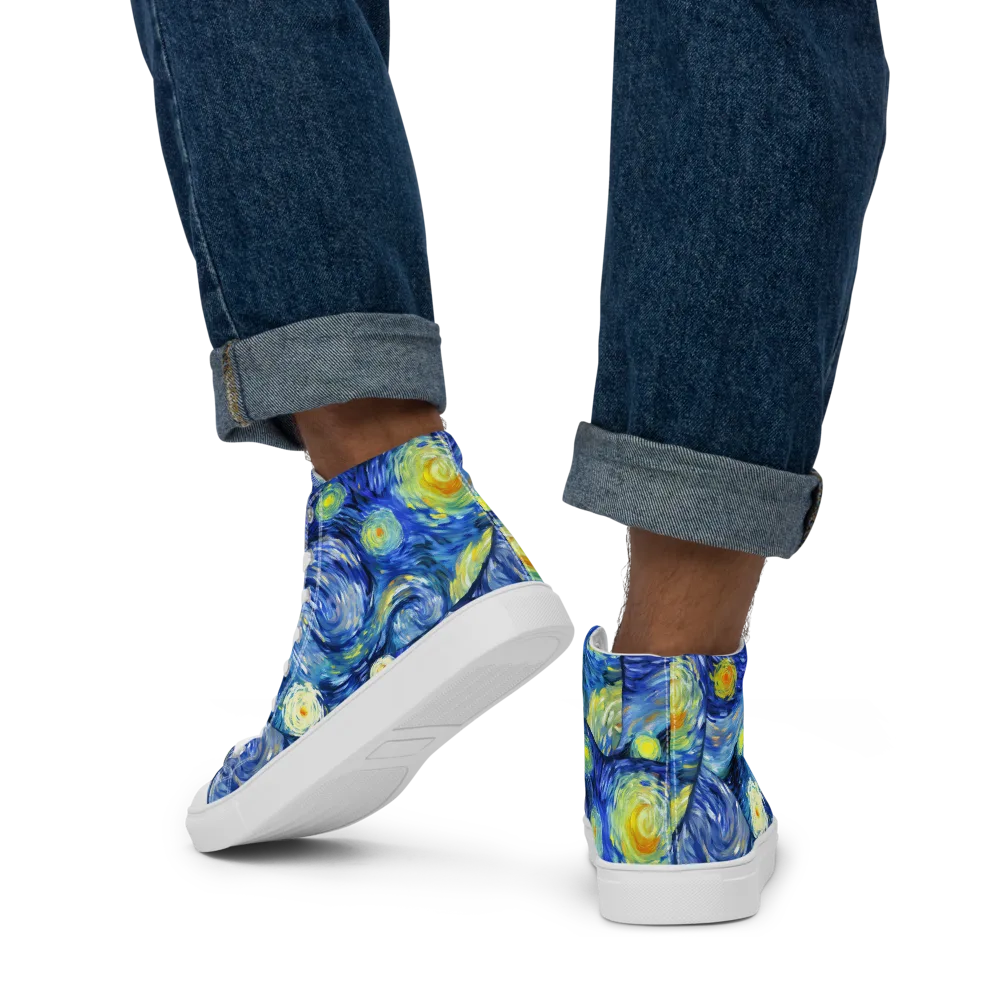 Celestial Swell on Men's High Top Canvas Shoes — Back