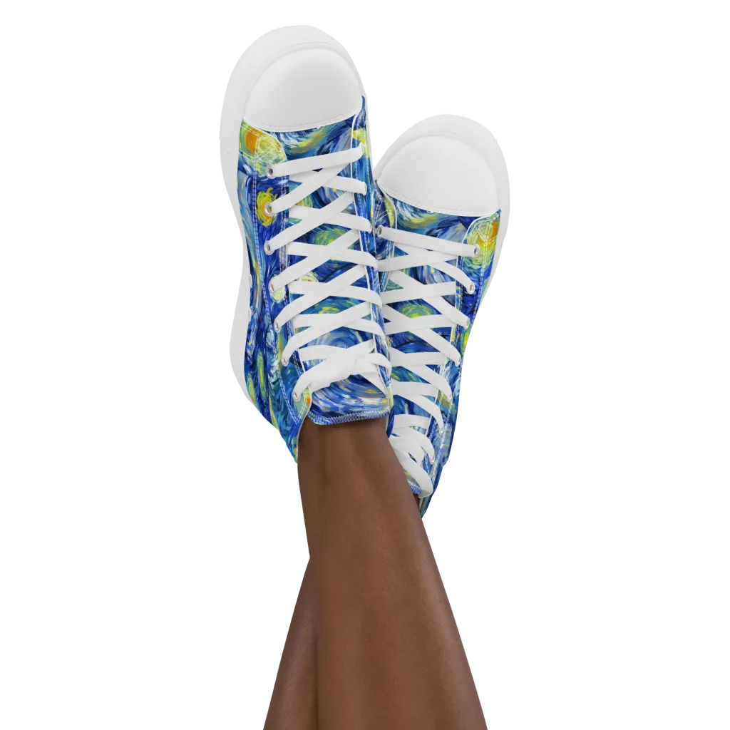 Celestial Swell on Women's High Top Canvas Shoes — Front
