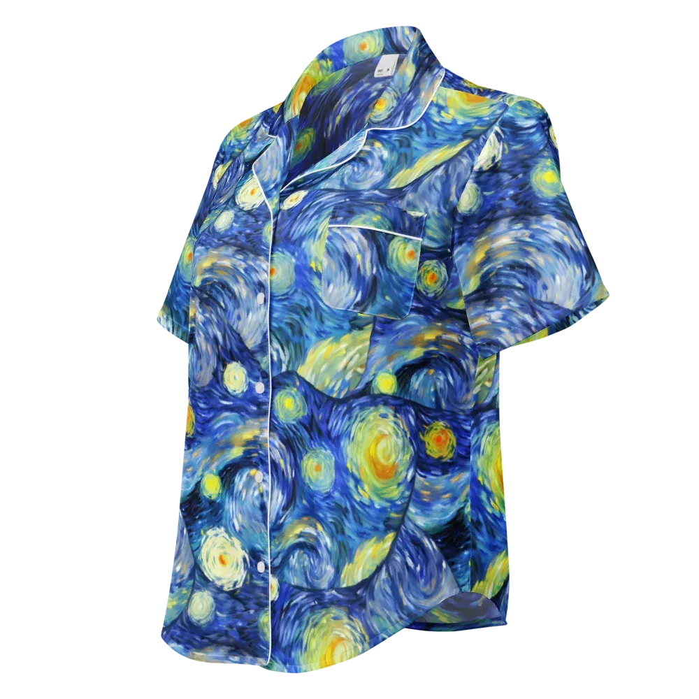 Celestial Swell on Women's Short Sleeve Pajama Top — Left Front