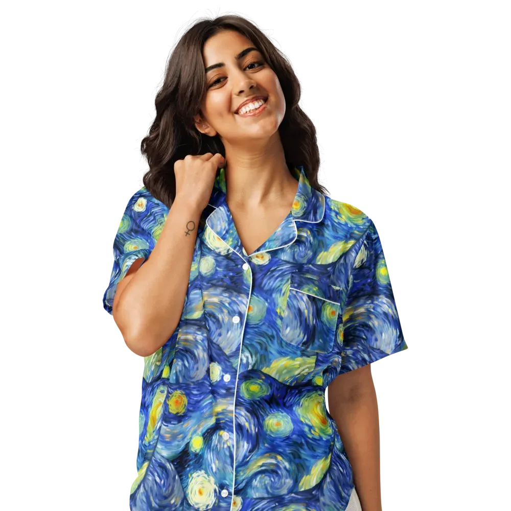 Celestial Swell on Women's Short Sleeve Pajama Top — Front