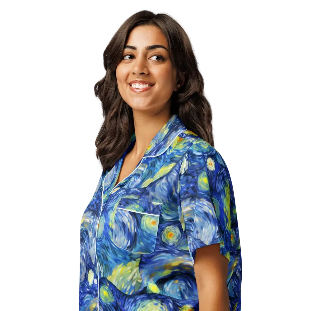 Celestial Swell on Women's Short Sleeve Pajama Top — Left Front