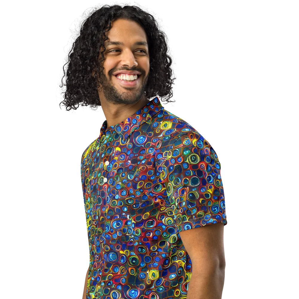Vortex Mosaic on Men's Slim Fit Polo Shirt — Left Front