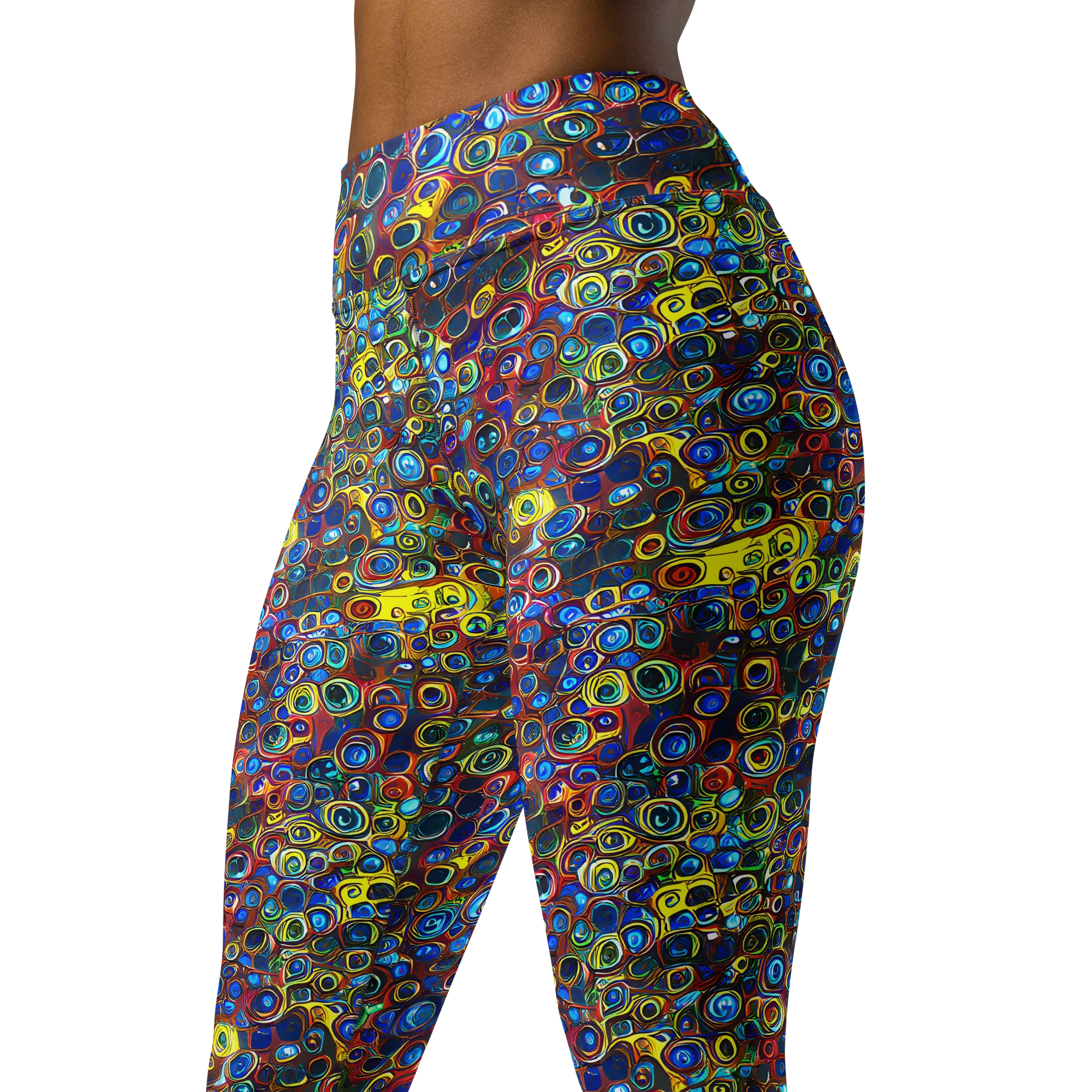 Vortex Mosaic on Yoga Leggings — Left Front