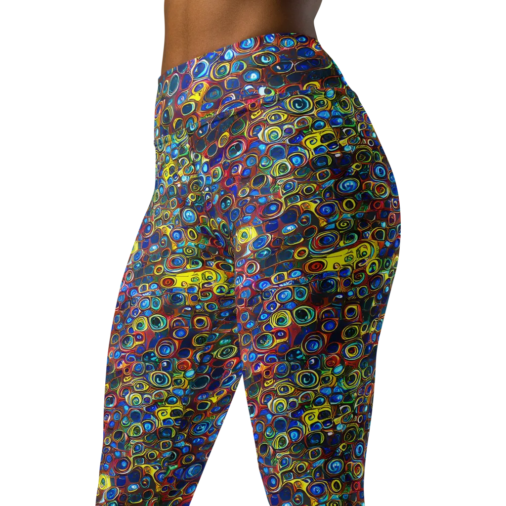 Vortex Mosaic on Yoga Leggings — Left Front
