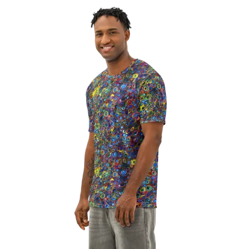 Vortex Mosaic on a Men's Cotton Crew Neck T-Shirt