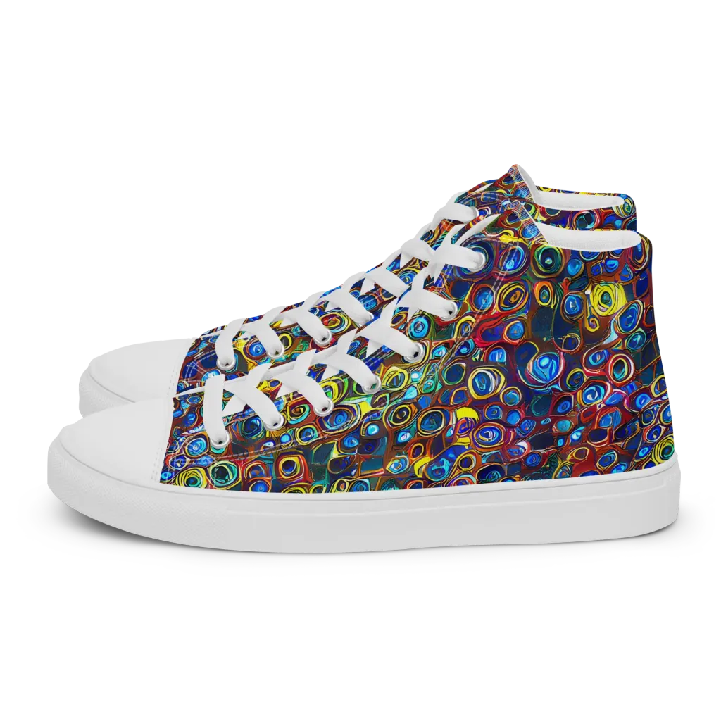 Vortex Mosaic on Men's High Top Canvas Shoes — Left