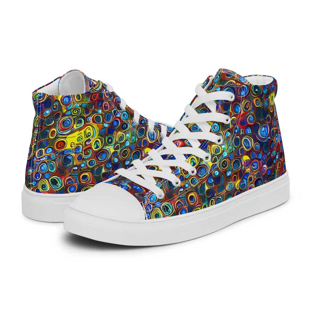 Vortex Mosaic on Men's High Top Canvas Shoes — Left