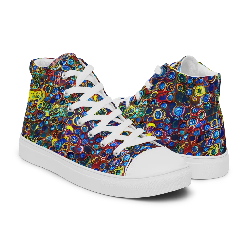Vortex Mosaic on Men's High Top Canvas Shoes — Right