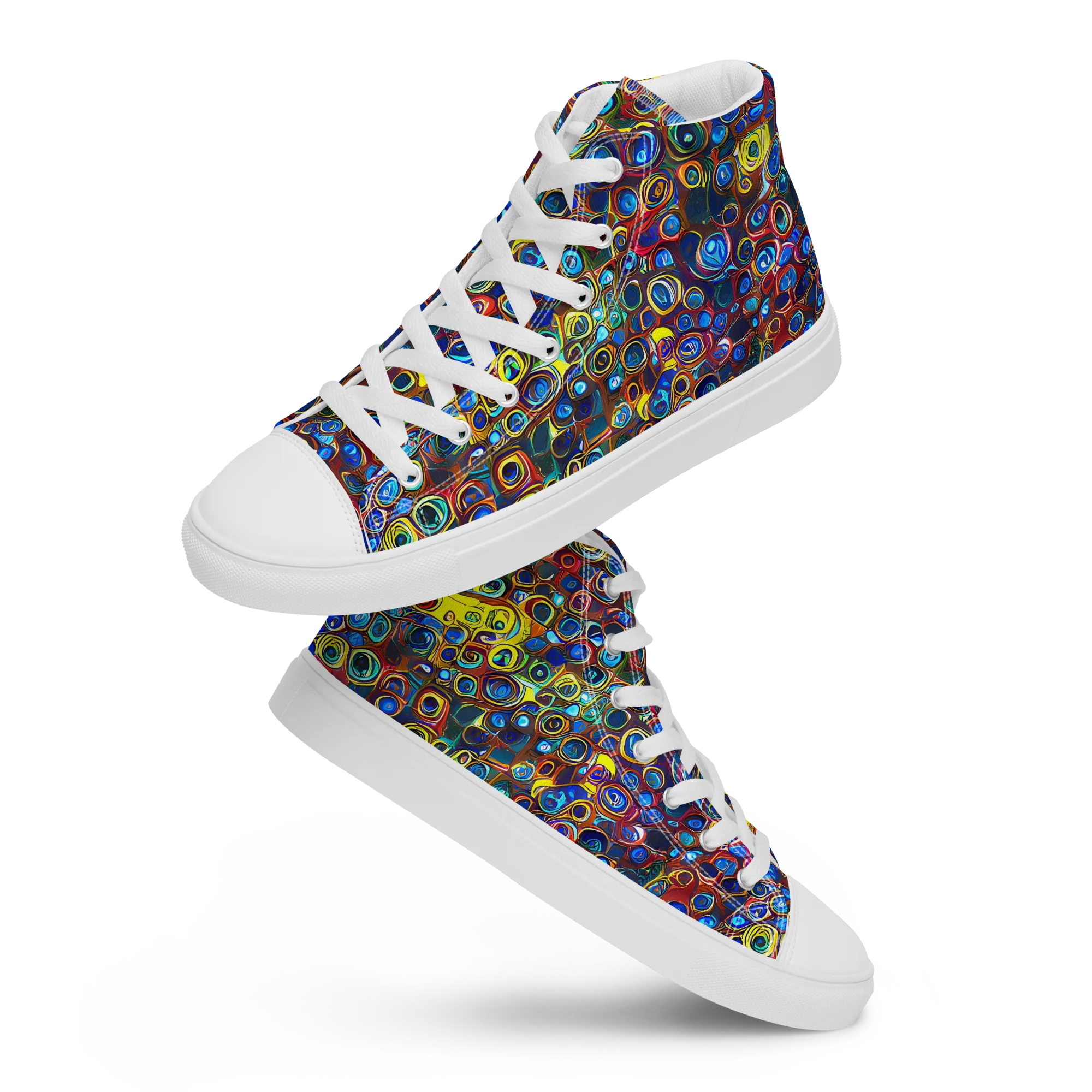 Vortex Mosaic on Men's High Top Canvas Shoes — Front