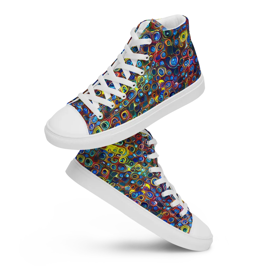 Vortex Mosaic on Men's High Top Canvas Shoes — Front