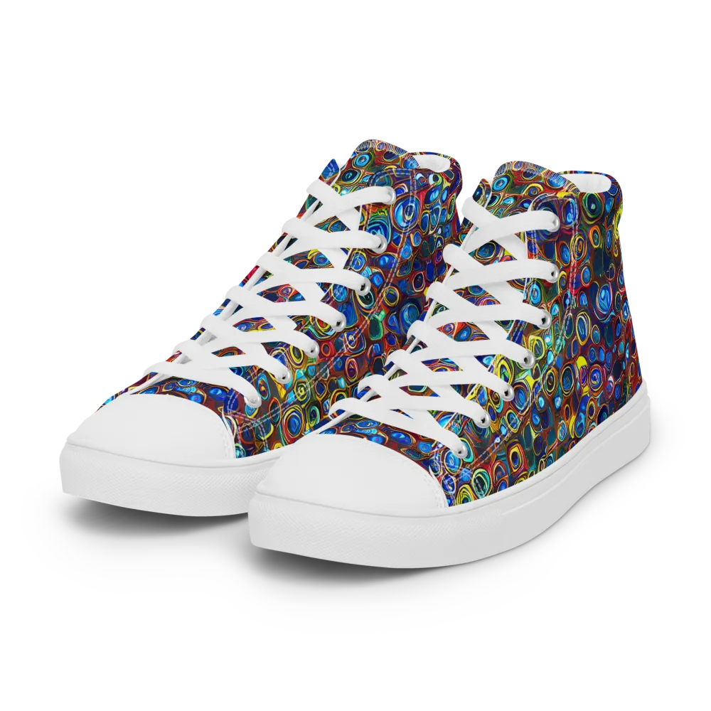 Vortex Mosaic on Women's High Top Canvas Shoes — Left Front