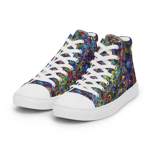 Vortex Mosaic on a Women's High Top Canvas Shoes