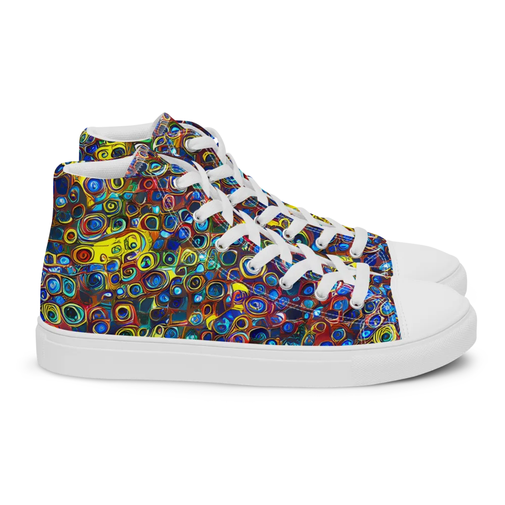 Vortex Mosaic on Women's High Top Canvas Shoes — Right