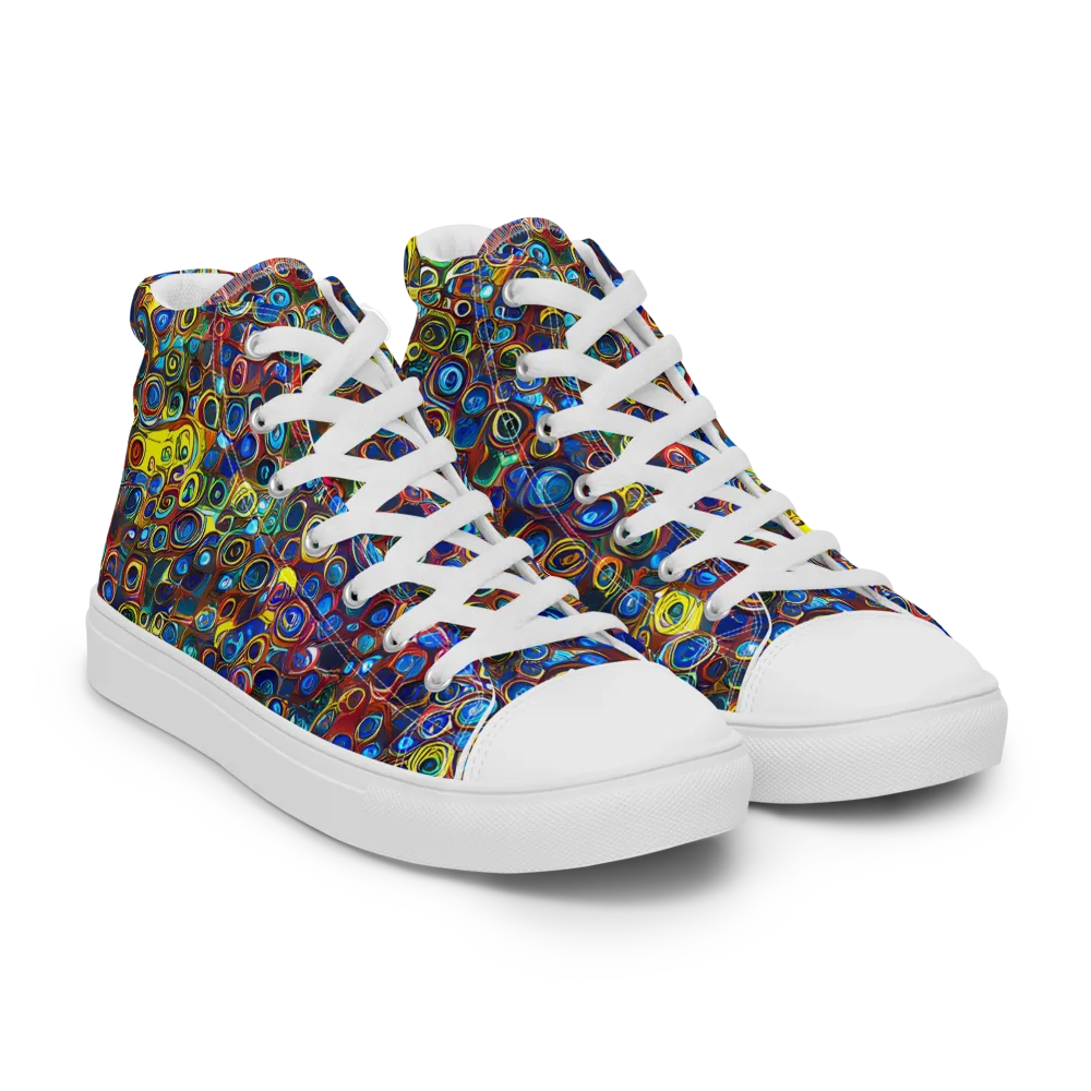 Vortex Mosaic on Women's High Top Canvas Shoes — Right Front
