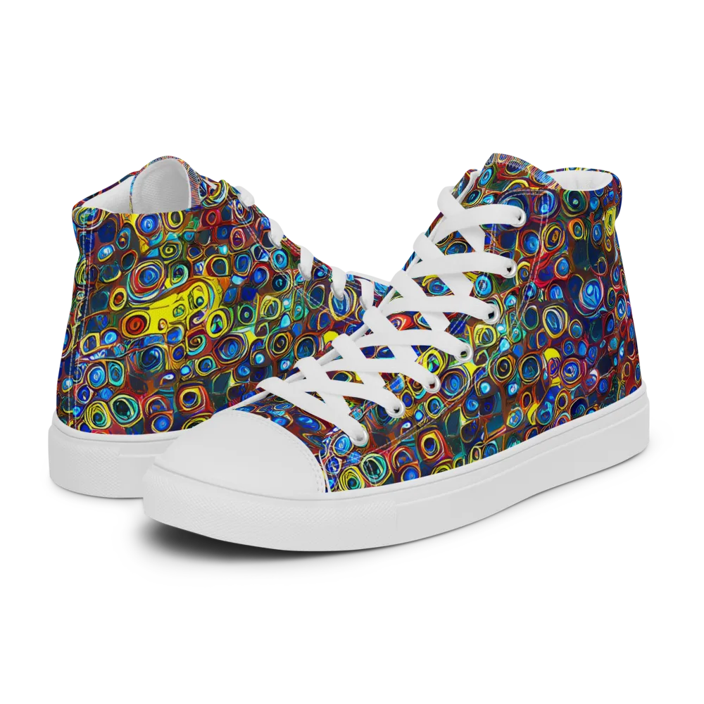 Vortex Mosaic on Women's High Top Canvas Shoes — Left