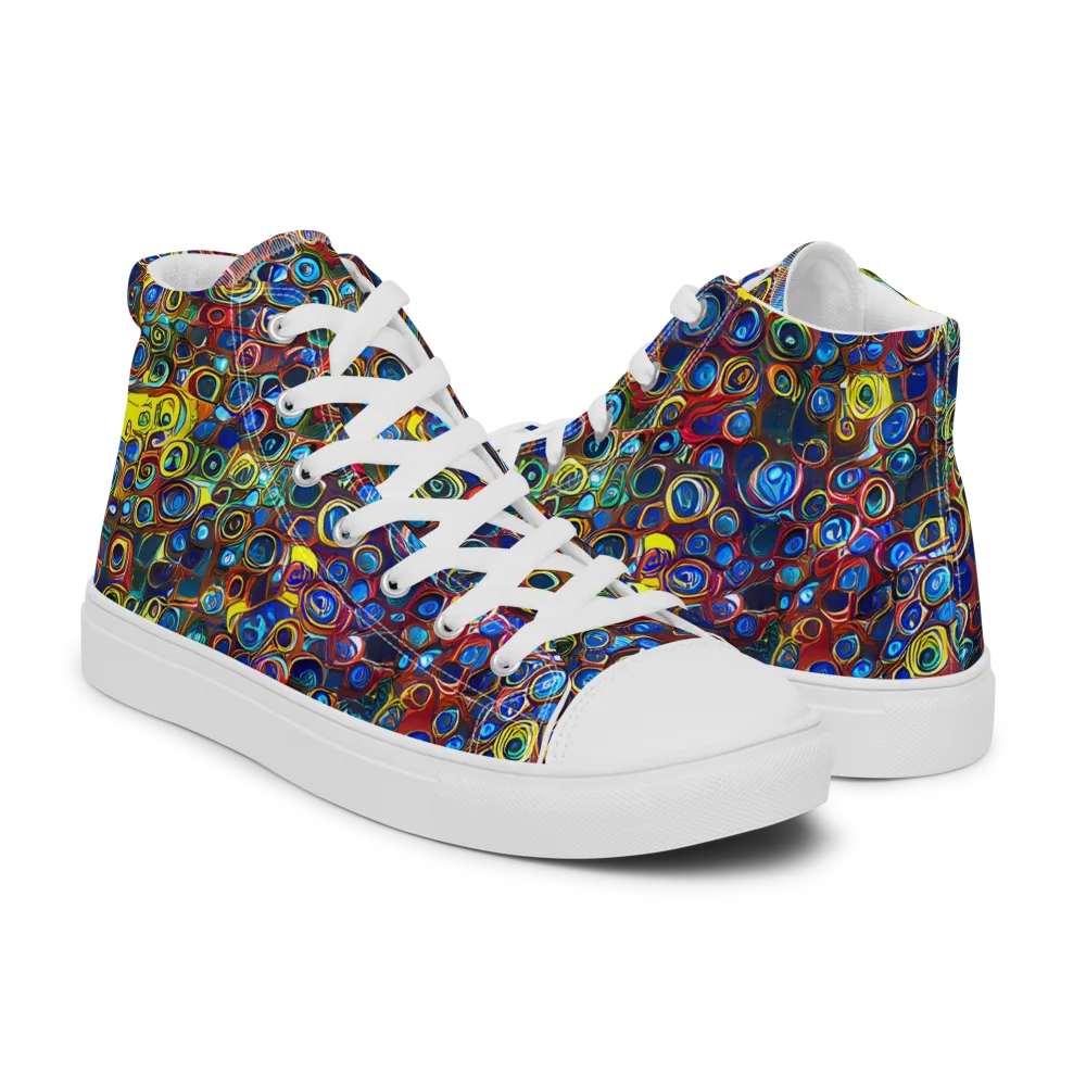 Vortex Mosaic on Women's High Top Canvas Shoes — Right