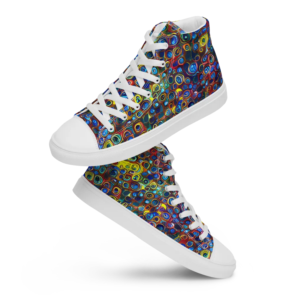 Vortex Mosaic on Women's High Top Canvas Shoes — Front