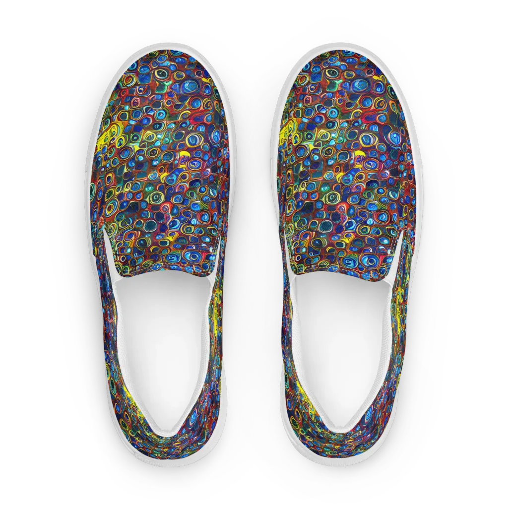 Vortex Mosaic on Men's Slip-On Canvas Shoes — Front