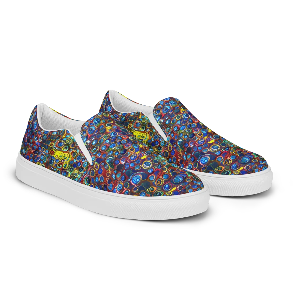 Vortex Mosaic on Men's Slip-On Canvas Shoes — Right Front