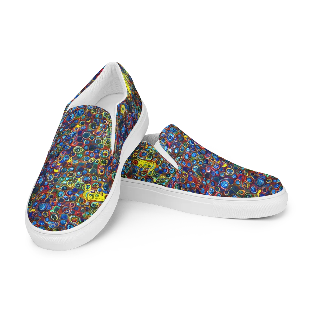 Vortex Mosaic on Men's Slip-On Canvas Shoes — Left Front