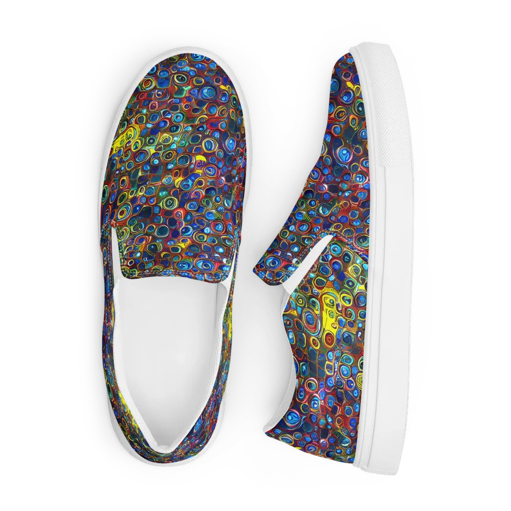 Vortex Mosaic on Men's Slip-On Canvas Shoes — Front