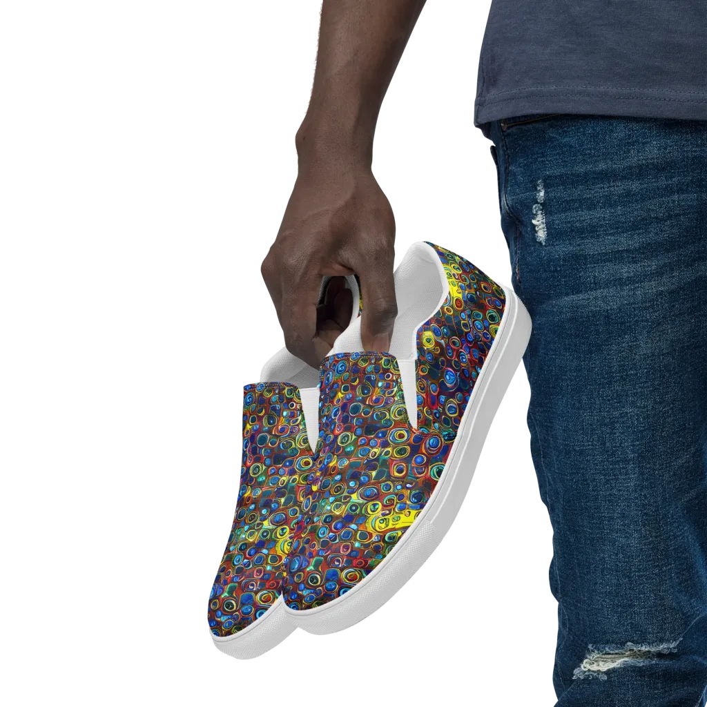 Vortex Mosaic on Men's Slip-On Canvas Shoes — Left Front