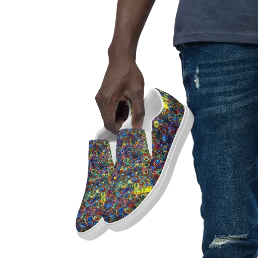 Vortex Mosaic on a Men's Slip-On Canvas Shoes