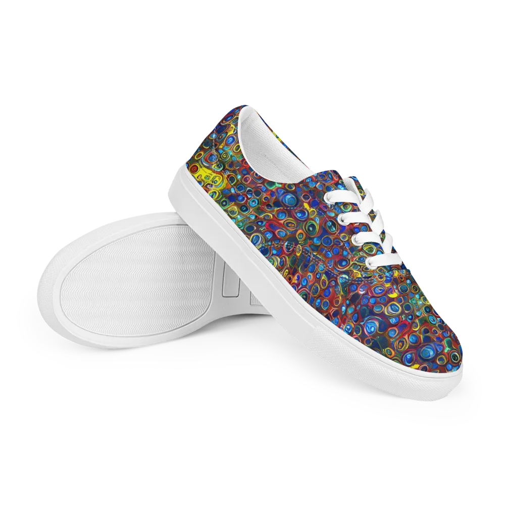 Vortex Mosaic on Men's Lace-Up Canvas Shoes — Right Front