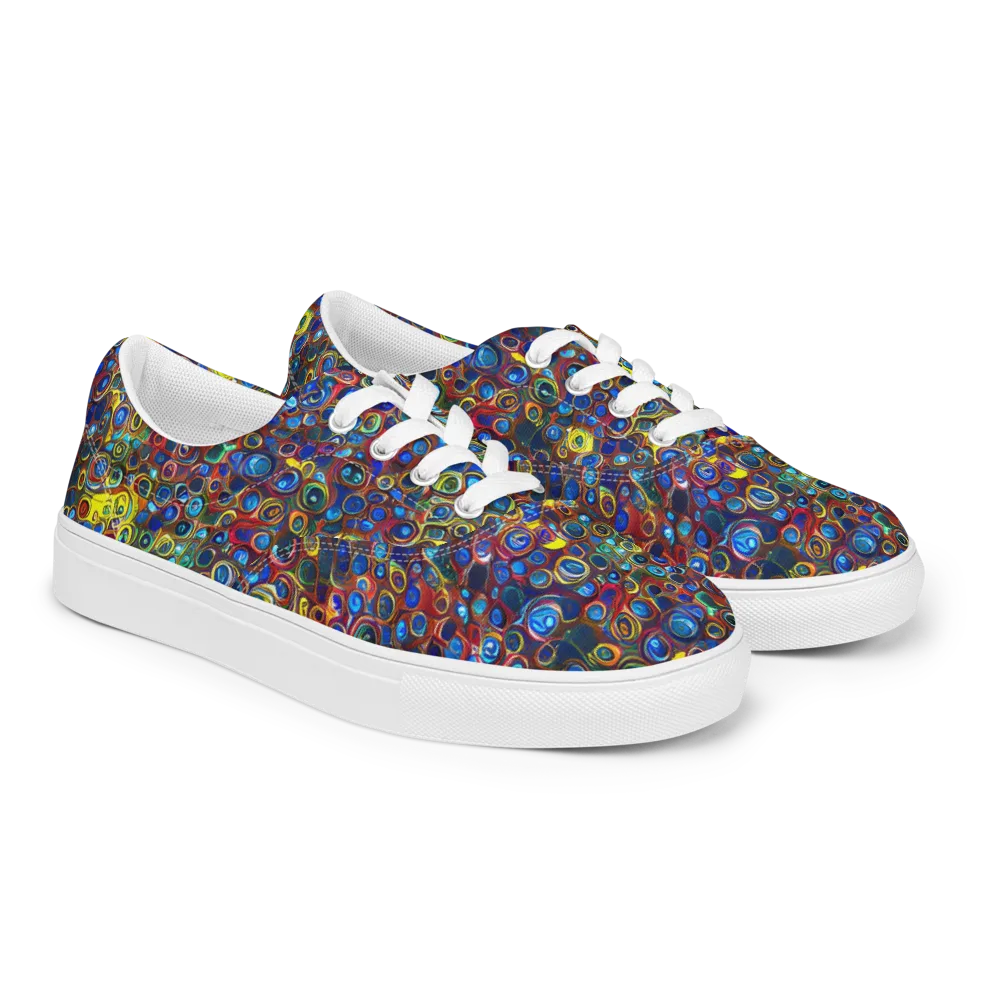 Vortex Mosaic on Men's Lace-Up Canvas Shoes — Right Front