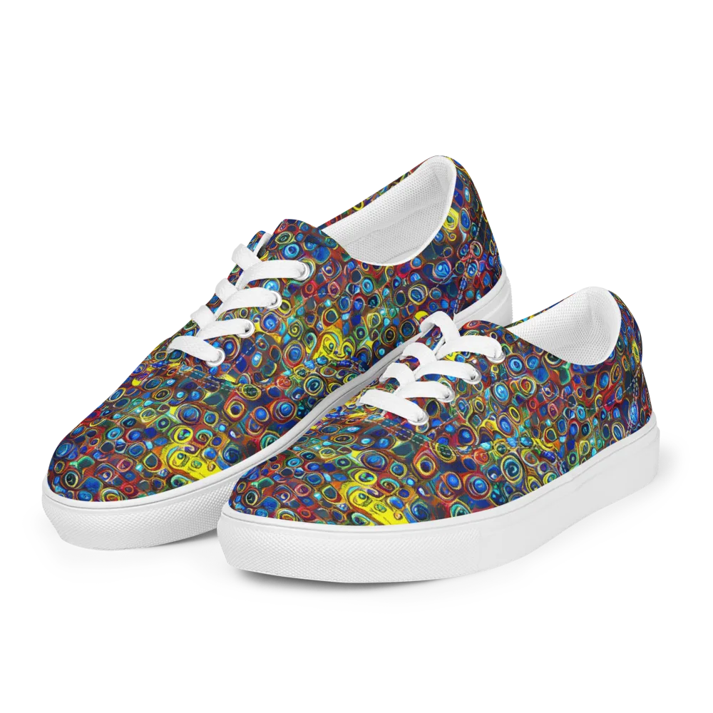 Vortex Mosaic on Men's Lace-Up Canvas Shoes — Left Front
