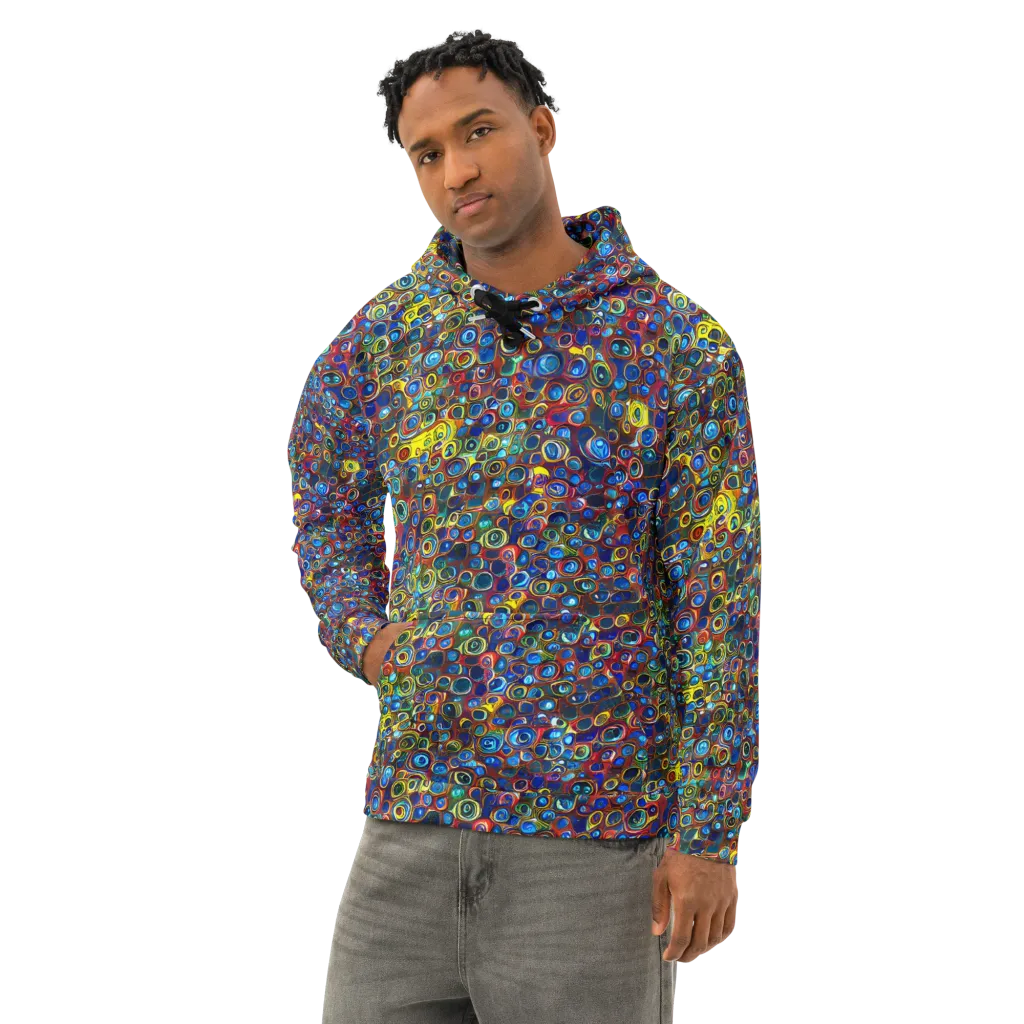 Vortex Mosaic on Cotton Hoodie — Left Front